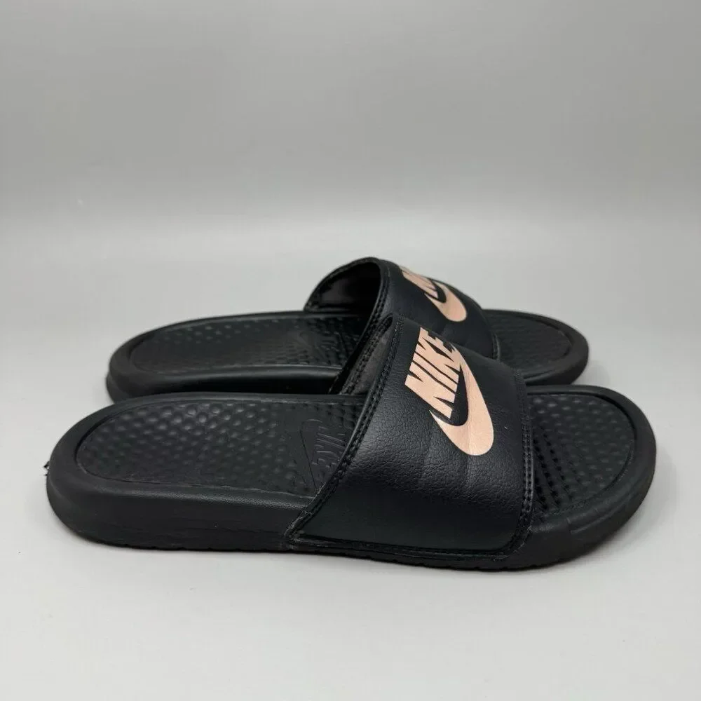 Nike Womens Benassi Jdi 343881-007 Black Open Toe Slip-On Slide Sandals Size 6